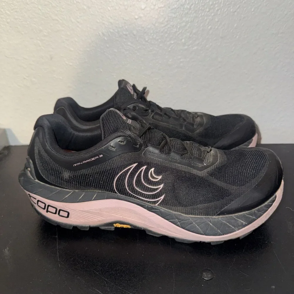 Topo Athletic MTN Racer 3 Women's US 9.5 Trail Running Shoes Black Mauve Vibram